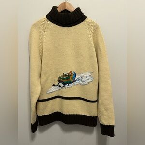 Vintage 1970’s Handmade IDEAL Wool Snowmobile Sweater Men’s Size Medium Yellow